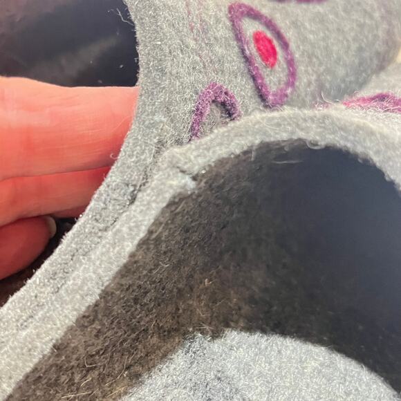 Haflinger Clogs Mules Wool Gray Pink Purple Embroidered Boho Hippie Grunge 40 - Picture 7 of 9